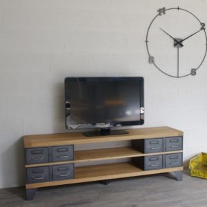 meuble tv métallique et bois