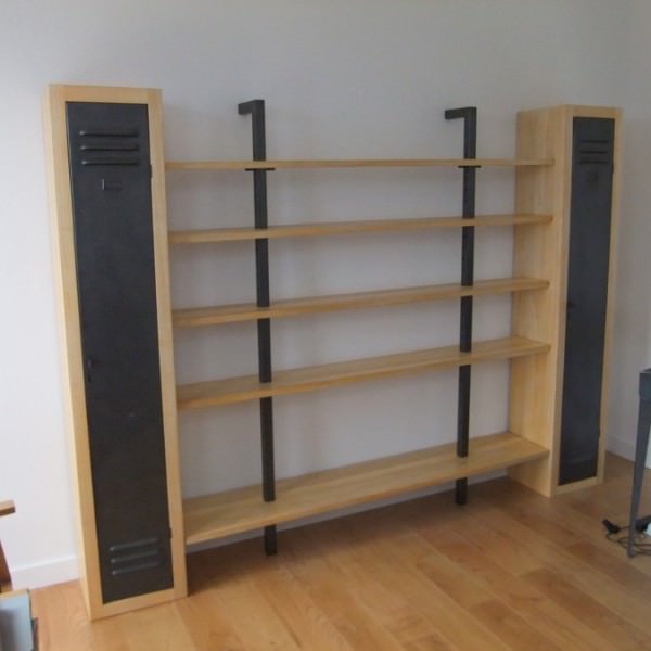 Étagère bibliothèque style industriel Vurlin L120cm Bois clair et