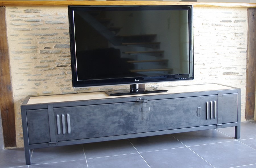 meuble tv acier