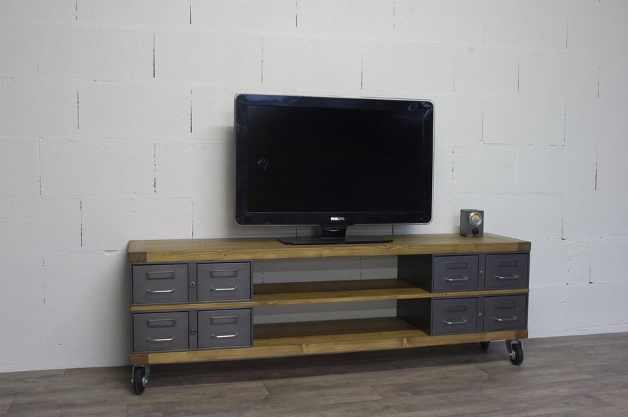Meuble Tv Metal : Accueil Meuble Tv Meuble Tv En Acier Et Bois Industriel, Chêne Ou Meuble Tv Metal : Accueil Meuble Tv Meuble Tv En Acier Et Bois Industriel, Chêne Ou