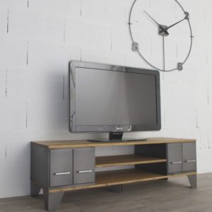 un meuble tv style industriel avec niche et tiroirs