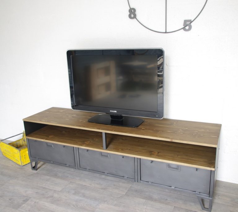 Meuble Tele Industriel 683 meuble tv industriel bas m 233 tal et bois 180cm industriel Meuble Tele Industriel 683 meuble tv industriel bas m 233 tal et bois 180cm industriel
