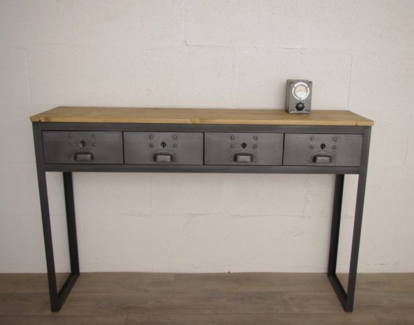 console style industriel a tiroirs