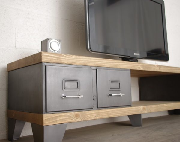 meuble tv style industriel tiroirs