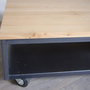 table basse industrielle acier chene