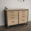 rangement style industriel acier faux tiroirs chene