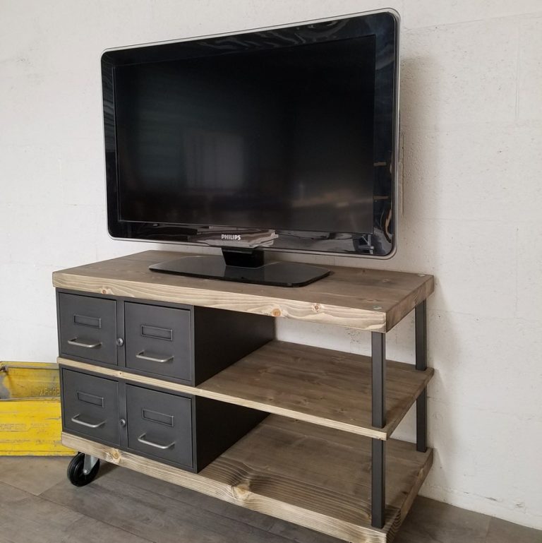 meuble tele d angle industriel