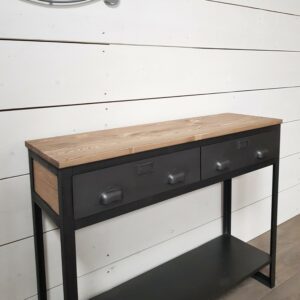 console style industriel 2 tiroirs