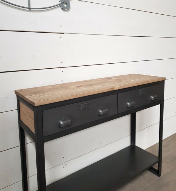 console style industriel 2 tiroirs